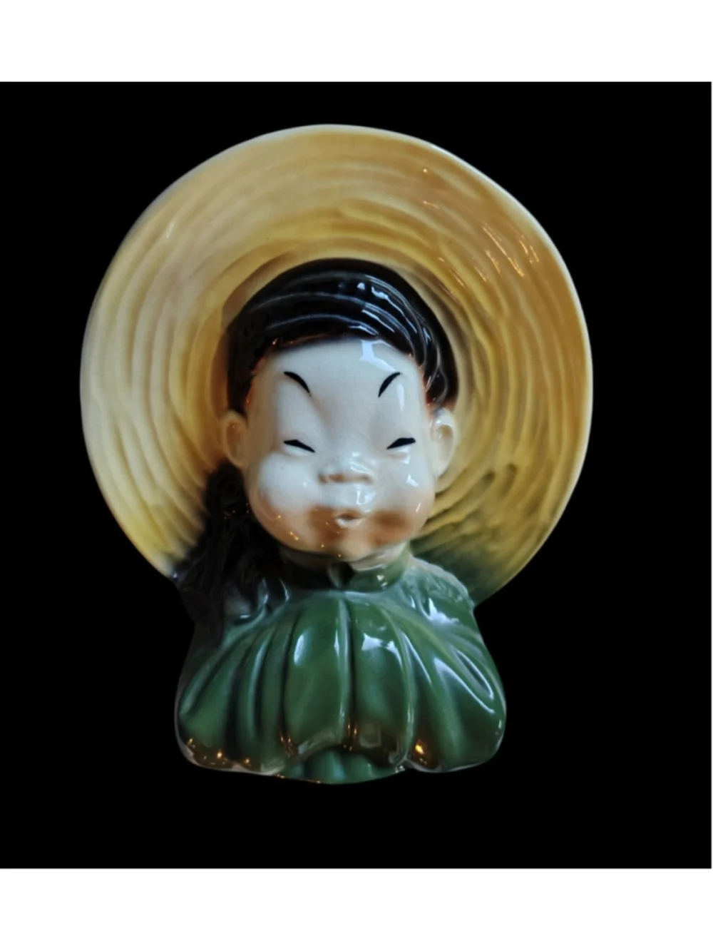 Vintage MCM Royal Copley Glazed Asian Hanging Wall Pocket Planter